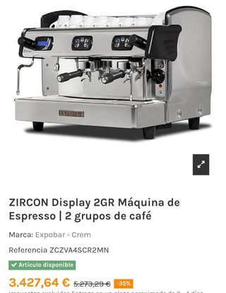 OFERTA Cafetera Expobar Zircon Display 2GR