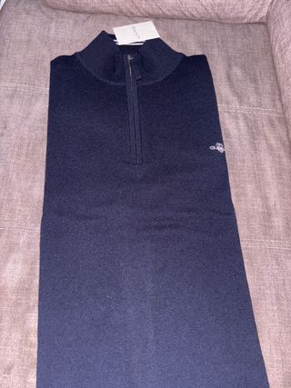 Jersey Gant Hombre Azul Media Cremallera