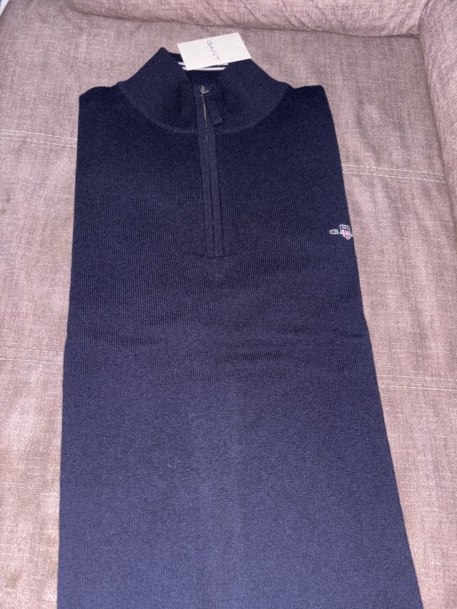 Jersey Gant Hombre Azul Media Cremallera