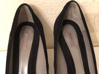 UTERQÜE - Zapatos tacón peeptoe ante negro 41