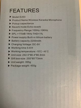 Micrófono Karaoke E203 Negro