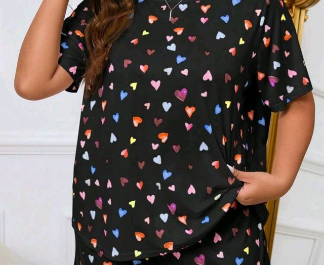 Pijama Verano Oversize Estampado Corazones