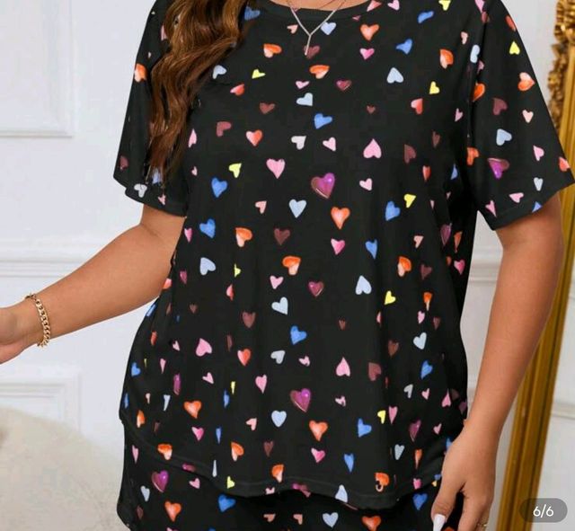 Pijama Verano Oversize Estampado Corazones