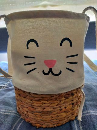 Cesta mimbre infantil cara gato