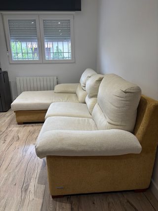 Sofá modular beige y marrón