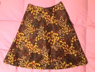 Gonna vintage floreale marrone multicolore