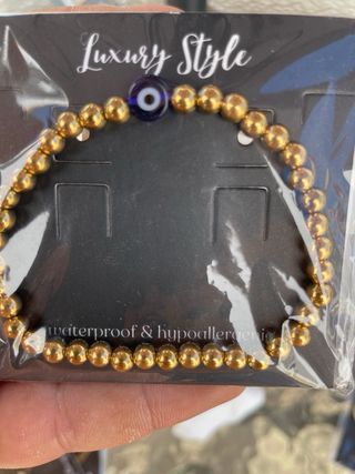 Pulsera Ojo Azul y Baño Oro 18k