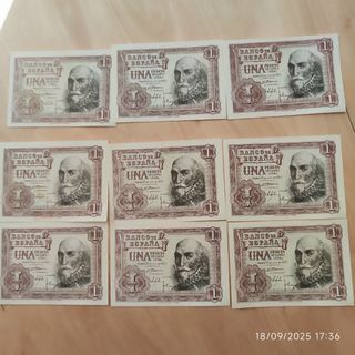 9 Billetes Banco de España 1 Peseta 1953