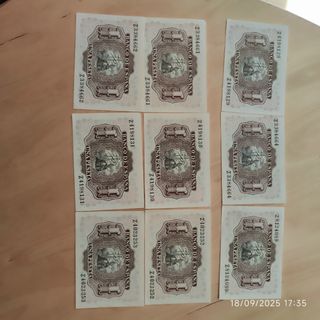 9 Billetes Banco de España 1 Peseta 1953