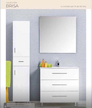Conjunto Mueble Baño con columna Brisa 90cm Blanco
