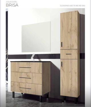 Conjunto Mueble Baño con columna Brisa 90cm Blanco