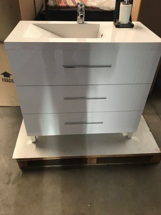 Conjunto Mueble Baño con columna Brisa 90cm Blanco