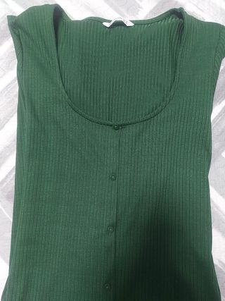 Vestido verde canalé