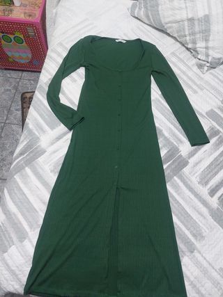 Vestido verde canalé