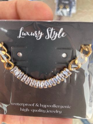 Pulsera Acero Baño Oro 18K con Circonitas.