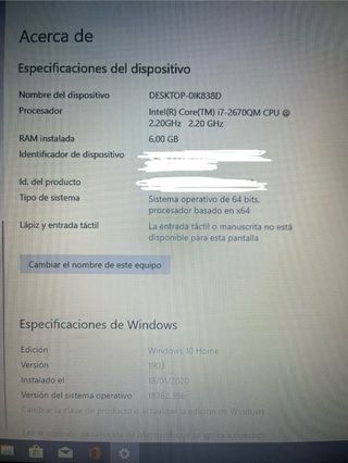 Portátil ASUS i7 6GB RAM 256GB SSD GEFORCE