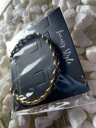 Pulsera Acero Baño Oro 18K Trenzada