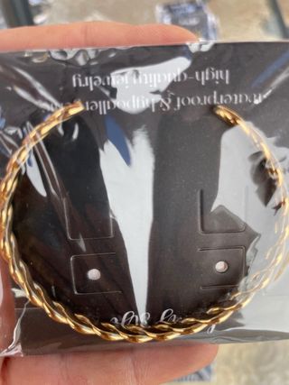 Pulsera Acero Baño Oro 18K Trenzada