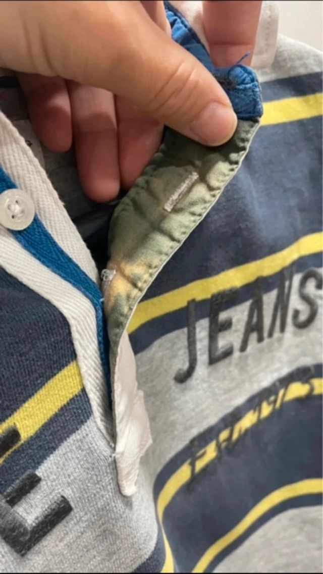 Polo Pepe Jeans rayas gris y azul. Talla 16 años