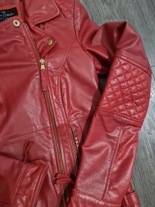 Chaqueta Piel Roja Talla S Zara.