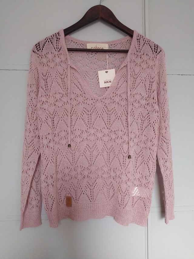 Jersey Nekane rosa calado Talla S/M con etiqueta