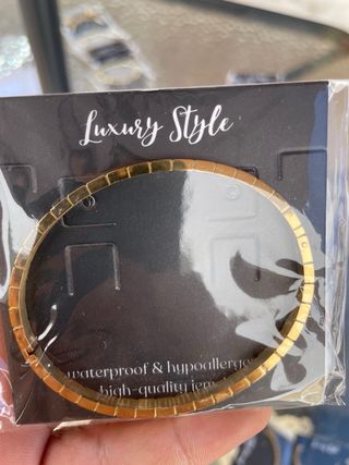 Pulsera Eslabones Cuadrados Baño Oro 18K
