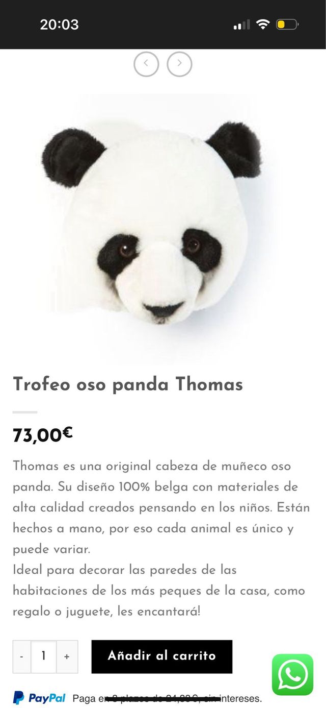Trofeo panda infantil decorativo