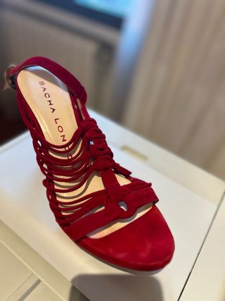 Sandalias Sacha London Ante Rojo Tacón 10cm