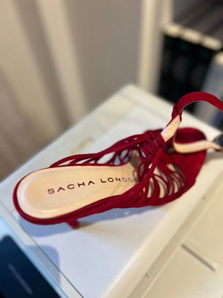 Sandalias Sacha London Ante Rojo Tacón 10cm