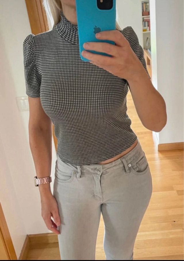Suéter Zara Cuello Alto Gris