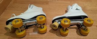 Patines de bota de cuero blanco y 4 ruedas Talla38