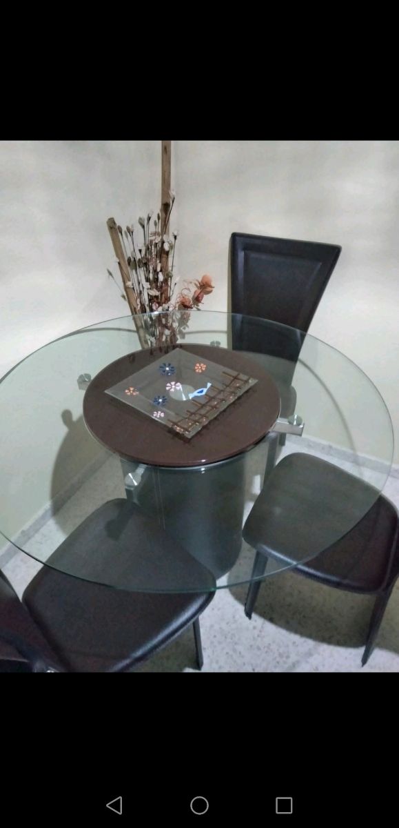 Mesa de centro redonda de cristal