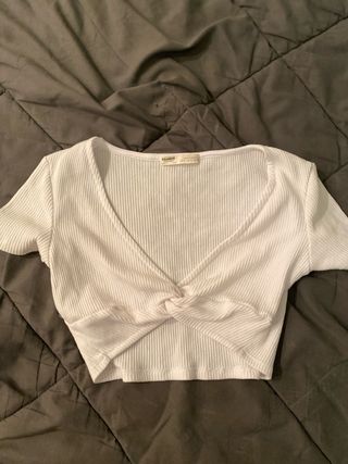 Pull&Bear Top Blanco Torsión S