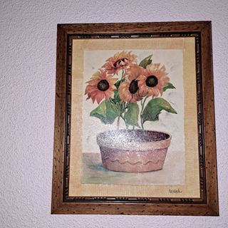 Cuadro de girasoles en maceta