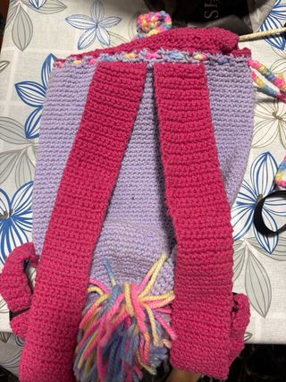 Mochila tejida a mano unicornio