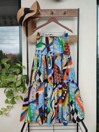 Falda larga Zara boho estampada