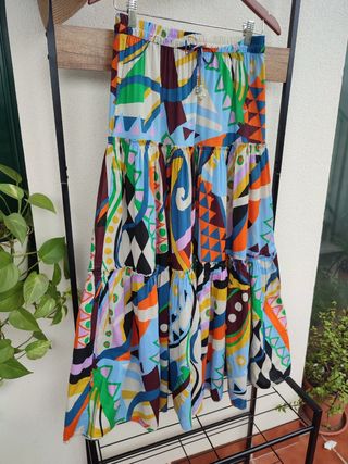 Falda larga Zara boho estampada