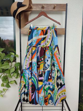 Falda larga Zara boho estampada