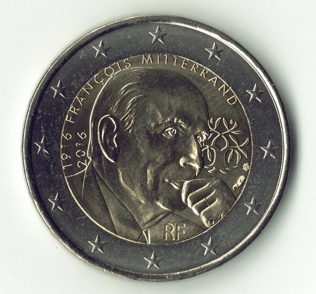 Moeda de 2 euros França 2016 UNC. Mitterrand