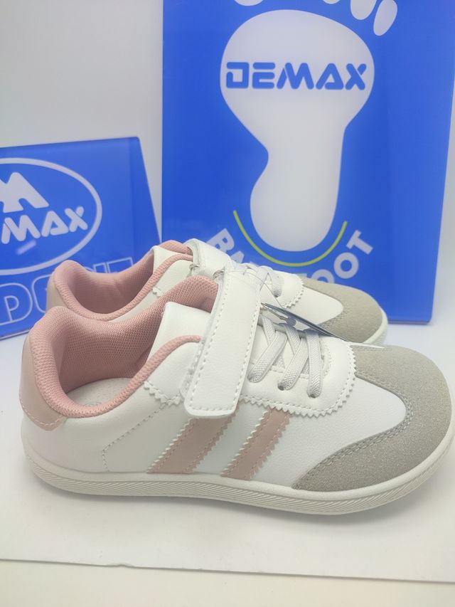 Calzado respetuoso Demax barefoot rosa y blanco
