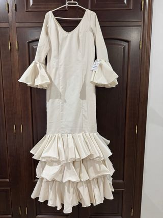 Vestido Flamenca Blanco Roto Talla Única