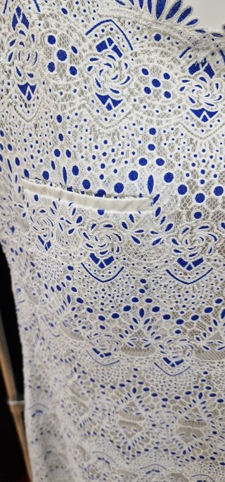 Vestido blanco y azul con encaje Adolfo Domínguez