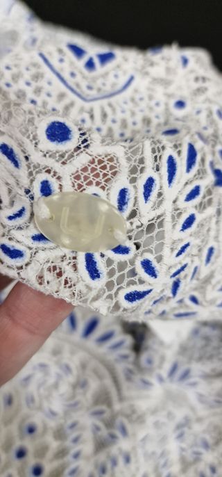 Vestido blanco y azul con encaje Adolfo Domínguez