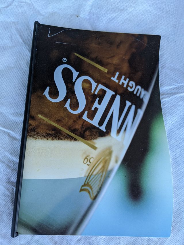 2 Raccoglitore Menu Guinness Draught2