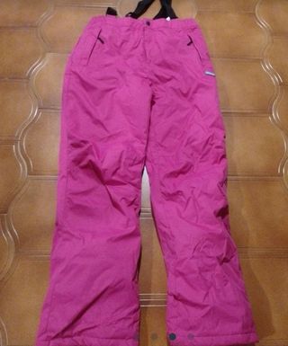Pantalón de esquí rosa con tirantes