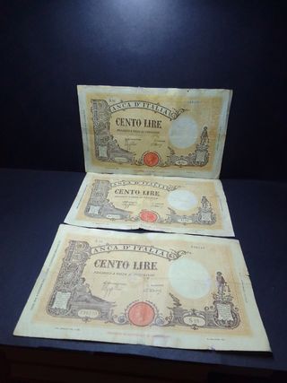 3 Banconote Lire Grande B Restaurate