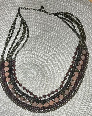 Collar Gargantilla Cuentas Marrón y Rosa