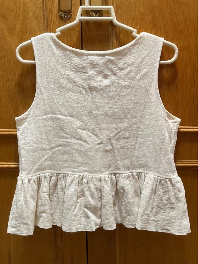 Top Zara Beige/Blanco Talla XS