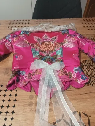 Traje de Fallera rosa y plata
