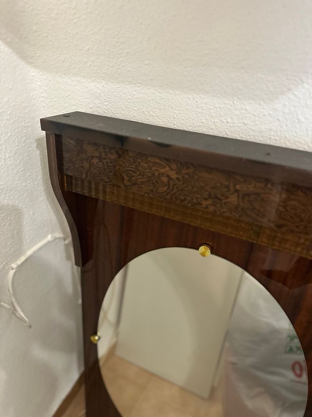 Espejo de tocador antiguo madera y cristal